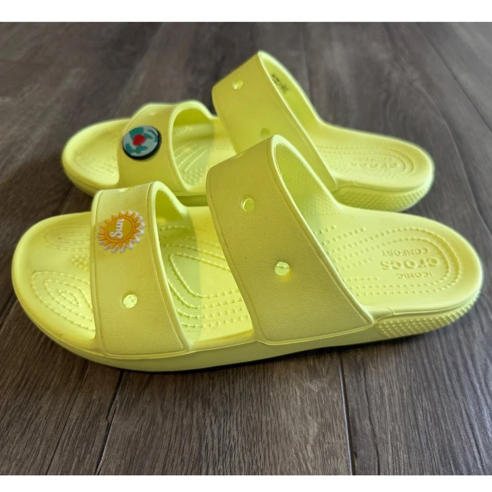 Crocs Classic Sandal 2.0 Neon Yellow Double Strap Slide Womens 9 Mens‎ 7